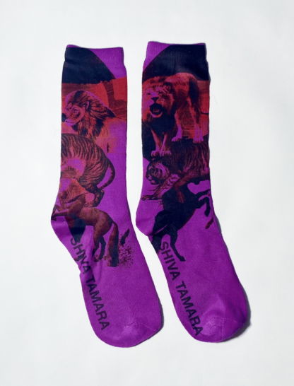 Animals Rule Socks Neon Purple One Size - Image 2