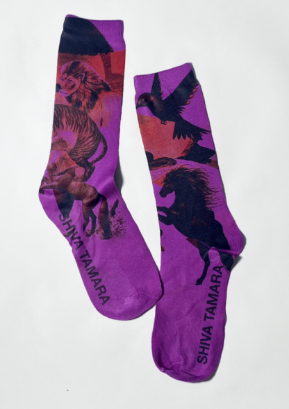 Animals Rule Socks Neon Purple One Size